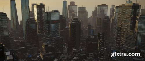 Superhivemarket - Skyline Ukiyo Modern Metropolis - Modern Cities Kitbash Greeble Assets