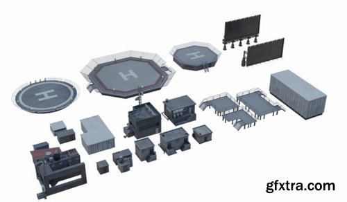 Superhivemarket - Skyline Ukiyo Modern Metropolis - Modern Cities Kitbash Greeble Assets