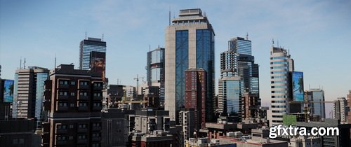 Superhivemarket - Skyline Ukiyo Modern Metropolis - Modern Cities Kitbash Greeble Assets