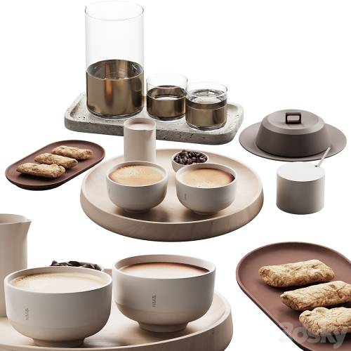 '3dsky Pro - 432 eat and drinks decor set 10 coffee & water carafe kit serving 01'