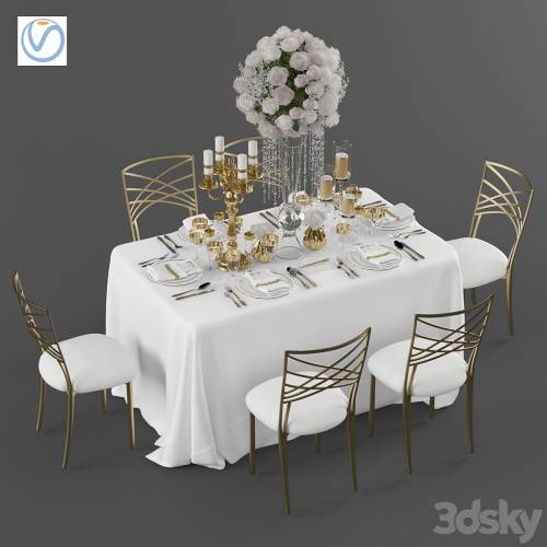 '3dsky Pro - Wedding table for 6 persons 3 Vray'
