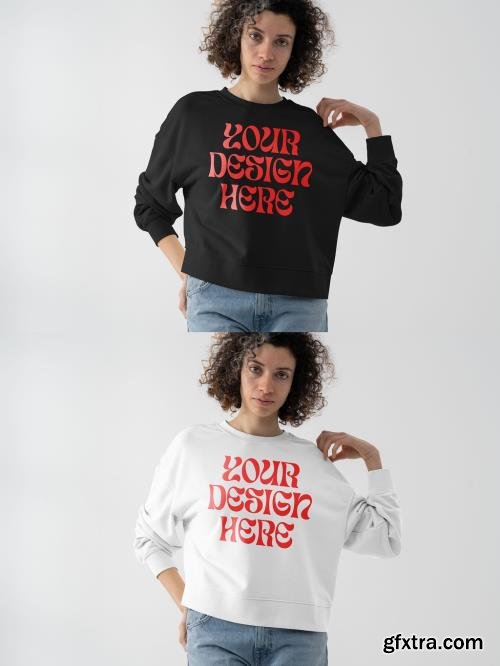 Mockup Of Woman Wearing Customized Sweatshirt Indoors 1681060409