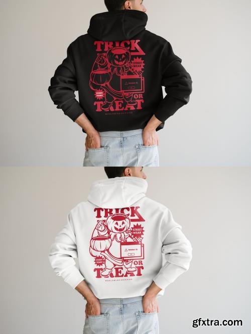 Mockup Of Man Wearing Customized Hoodie, Rear View 1681004478