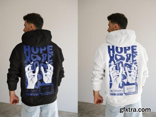 Mockup Of Man Wearing Customizable Hoodie, Rear View 1681004223