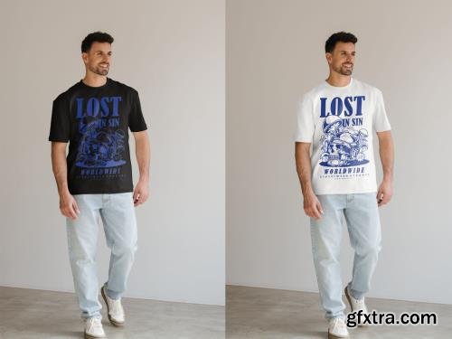 Mockup Of Man In Customizable T-Shirt In Studio 1680999995