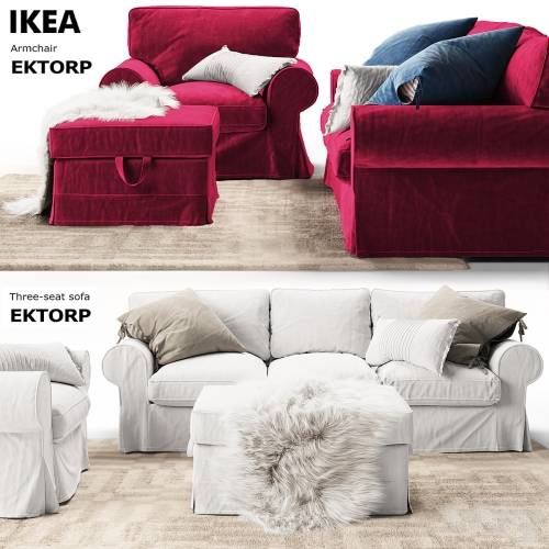 '3dsky Pro - Three-seat sofa EKTORP Ikea / Triple sofa EKTORP Ikea'