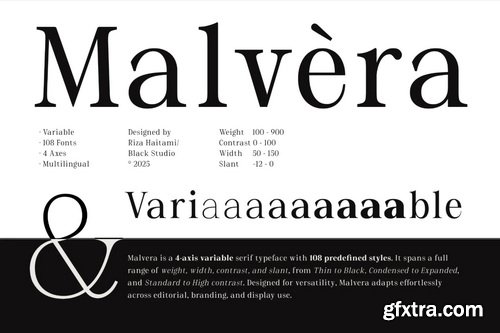 Malvera Variable Serif Typeface - 108 Font