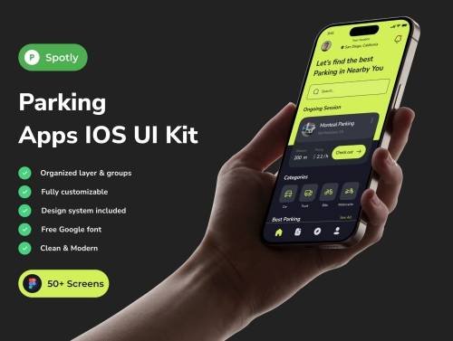 'Spotly - Parking App IOS UI Kits' 'Spotly - Parking App IOS UI Kits'