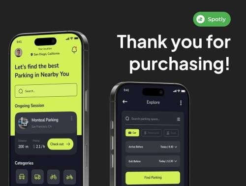 'Spotly - Parking App IOS UI Kits' 'Spotly - Parking App IOS UI Kits'