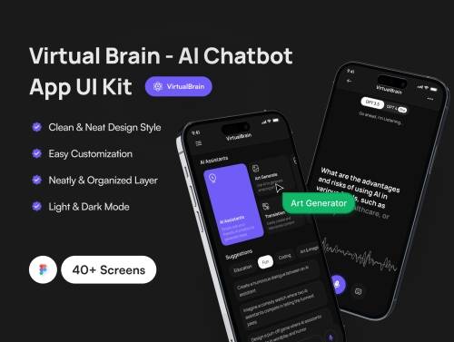 'Virtual Brain | AI Chatbot App UI Kit' 'Virtual Brain | AI Chatbot App UI Kit'