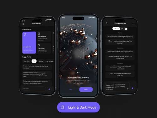 'Virtual Brain | AI Chatbot App UI Kit' 'Virtual Brain | AI Chatbot App UI Kit'