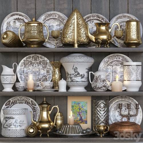 '3dsky Pro - Set of vintage dishes 12. Service'