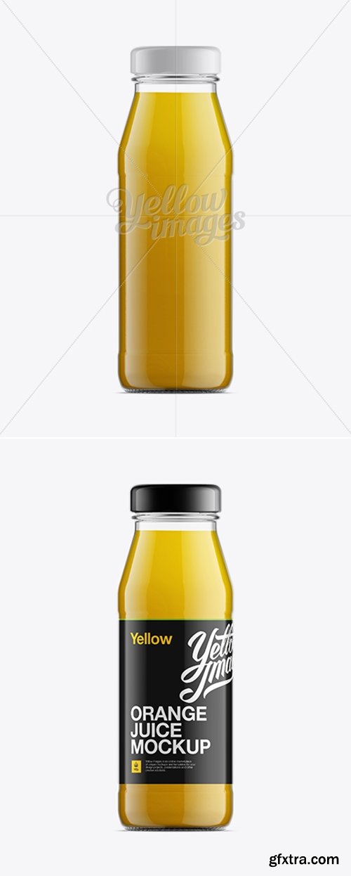 YellowImages - Glass Bottle W/ Orange Juice Mock-up 11173