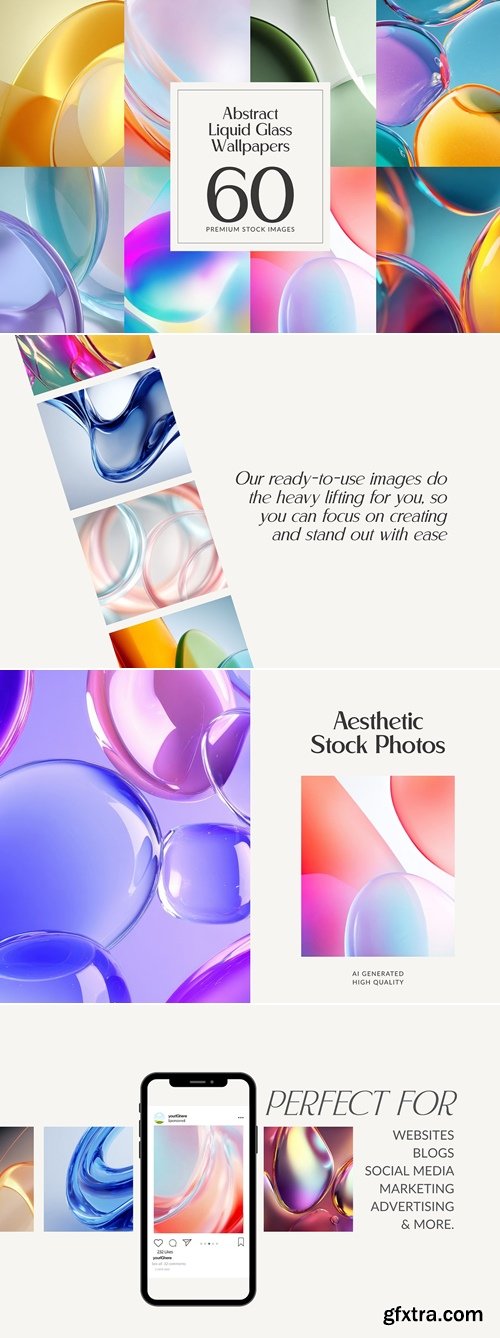 CreativeMarket - Abstract Liquid Glass Wallpapers 291831176