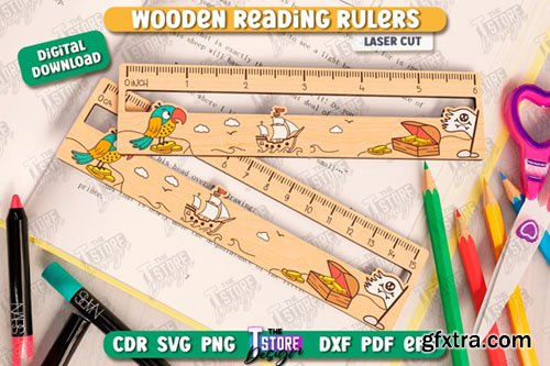 Wooden Reading Rulers Laser Cut - Vector Design Templates