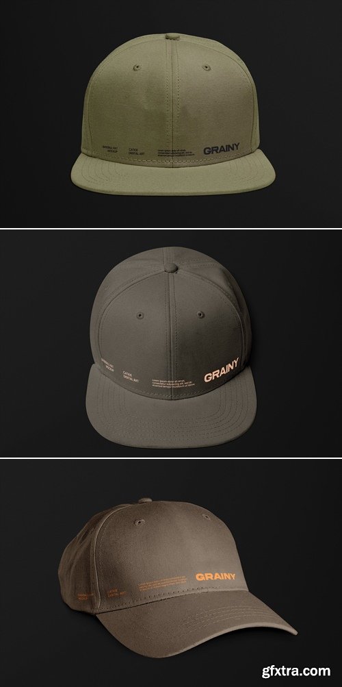 CreativeMarket - GRAINY Baseball Hat Mockup Kit 285526848