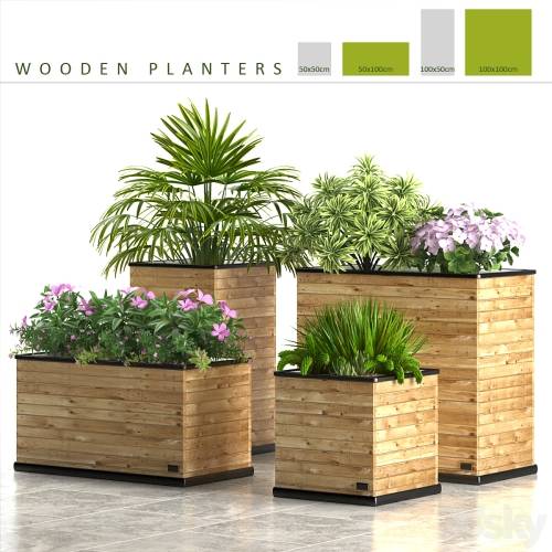 '3dsky Pro - PLANTS 58_WOODEN PLANTERS'