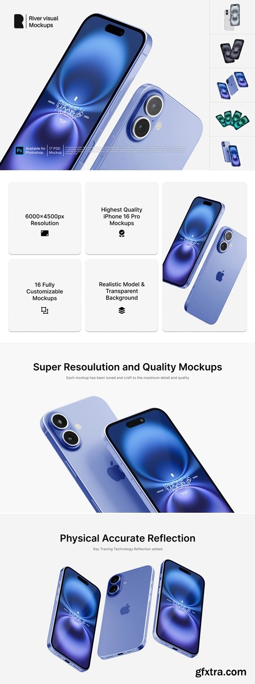 CreativeMarket - iPhone 16 Mockups 17 PSD 285050971