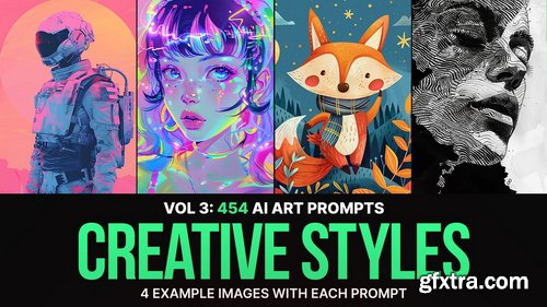 454 Midjourney Prompts for Creative Styles: Vol 3
