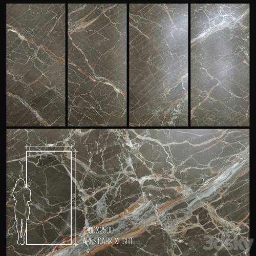 '3dsky Pro - Ceramic Tile Urbatek Xlight 1200X2500 Ares Dark'