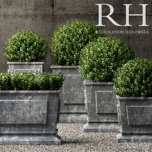 '3dsky Pro - Restoration Hardware estate zinc paneled planters'