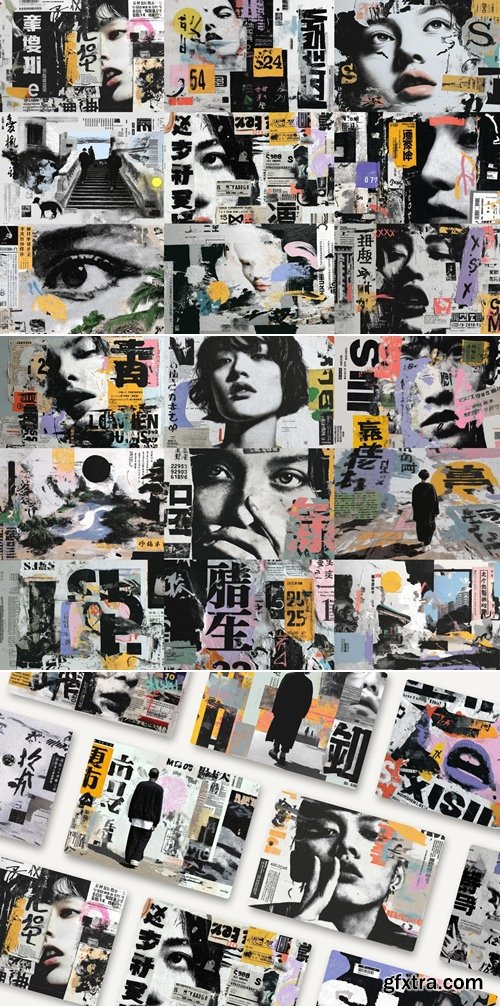 CreativeMarket - 70 Aesthetic Japanese Collage Backgrounds 291845245