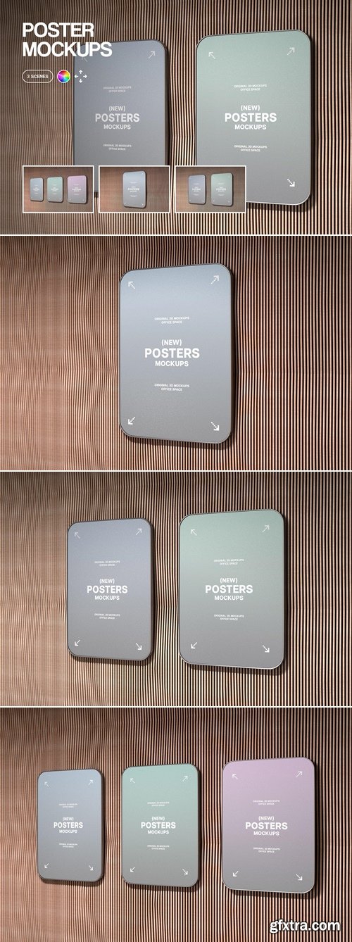 Pixelbuddha - Poster Mockups on Ribbed Wooden Wall 5910