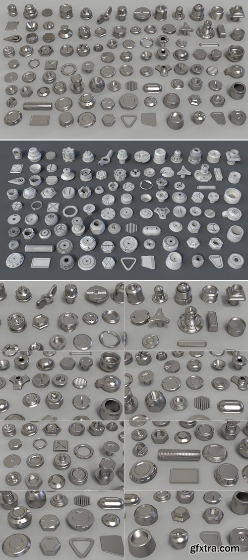 Artstation - Bolts and Knobs-part-1-100 pieces