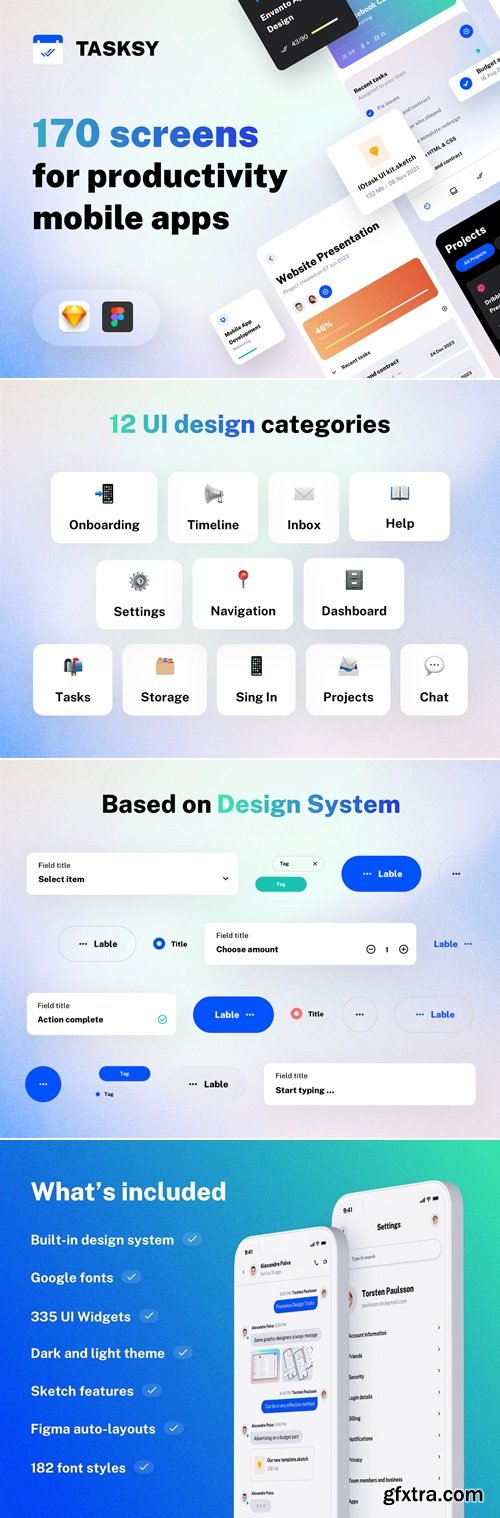 Tasksy - UI kit for Productivity Mobile Apps