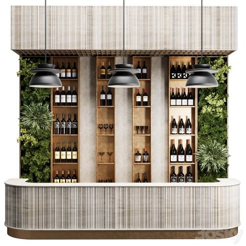 '3dsky Pro - Reception Desk for Restaurant and Caffe with cabinet wine rack set 09'