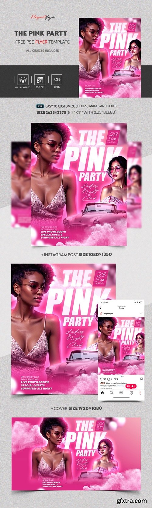 The Pink Party - Ladies Night Club Flyer