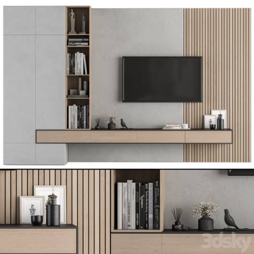 '3dsky Pro - TV Wall Wood and Concrete - Set 26'