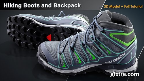Artstation - Hiking Boots and Backpack / Full Tutorial + 3D Model