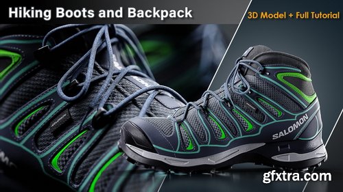 Artstation - Hiking Boots and Backpack / Full Tutorial + 3D Model