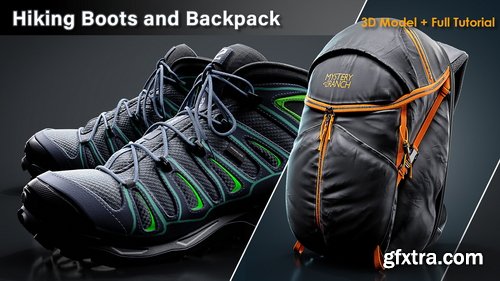 Artstation - Hiking Boots and Backpack / Full Tutorial + 3D Model