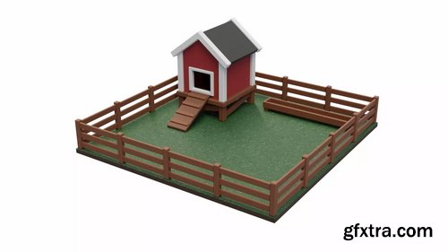 CGTrader - Chicken Coop Pen VR / AR / low-poly 3d model