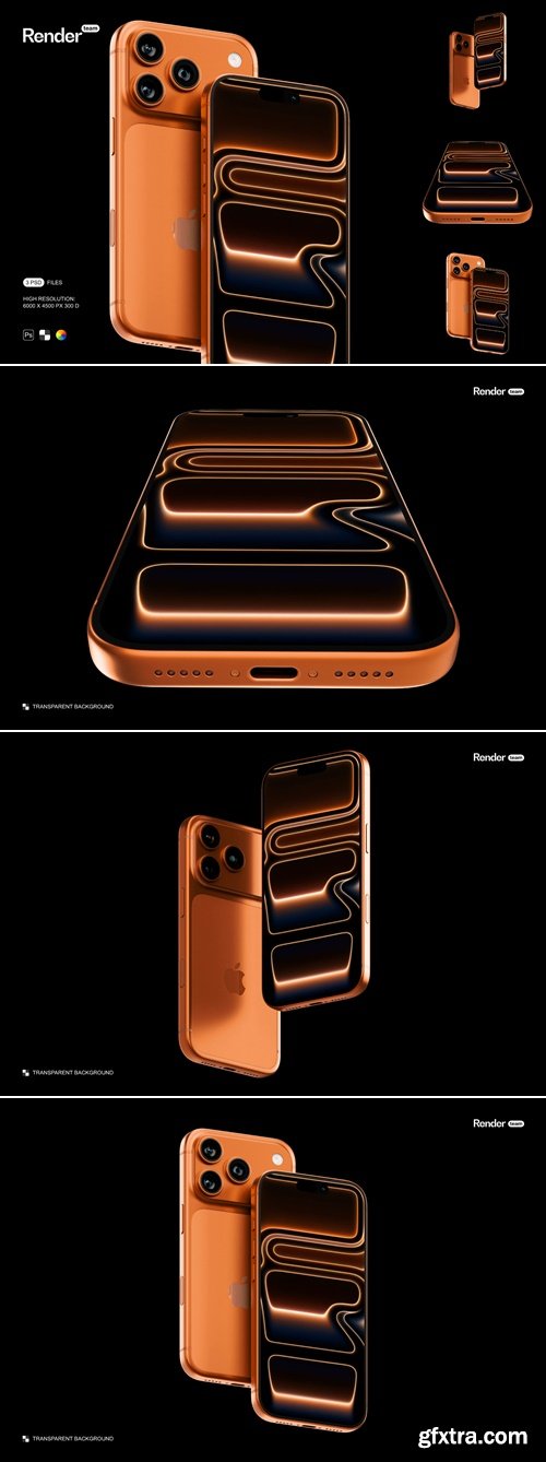 Pixelbuddha - iPhone 17 Pro Mockup Set 6000