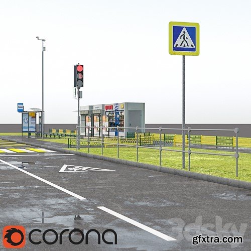 3dsky Pro - Set of road elements blagoustvoystva