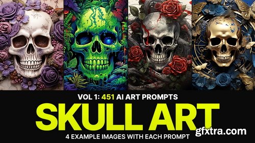 451 Midjourney Prompts for Skull Art