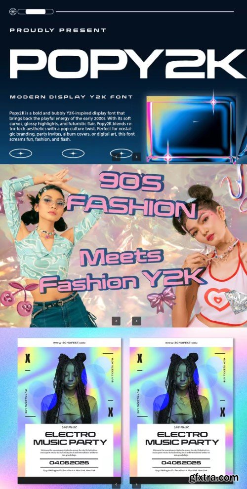 Popy2k – Modern Y2K Display Font