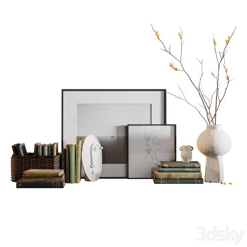 '3dsky Pro - Decor set with vases and books'