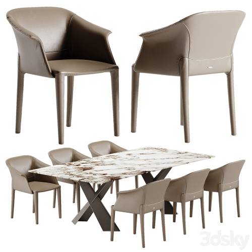 '3dsky Pro - Cattelan Italia Mad Max Keramik table Zuleika chair set'