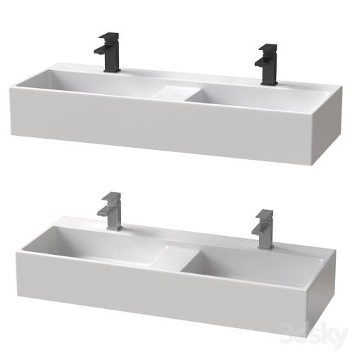 '3dsky Pro - Arezzo Double Bowl Wall Mounted Basin'