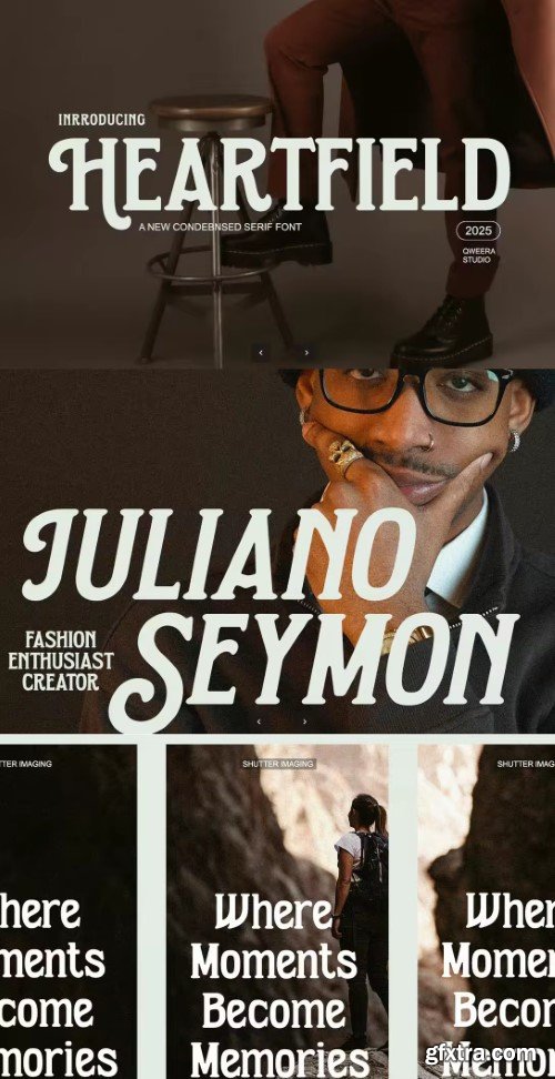 Creativemarket - Heartfield - Vintage Condensed Serif Font