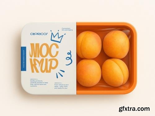 Template Apricot Packaging Mockup Fresh Fruit Box PSD for Food Branding and Eco Plastic Tray Design Presentation 1670177751