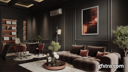 Living Room - Kitchen Interior Scene 07