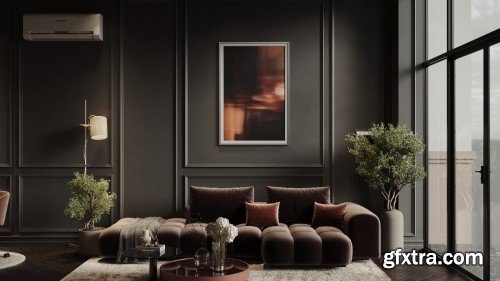 Living Room - Kitchen Interior Scene 07