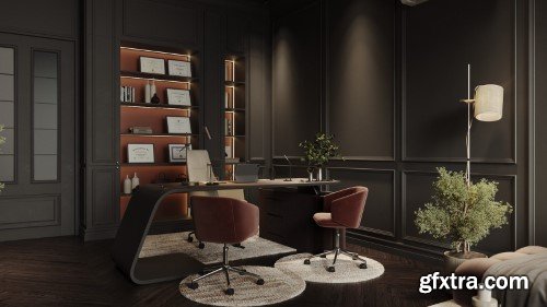 Living Room - Kitchen Interior Scene 07