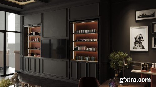 Living Room - Kitchen Interior Scene 07