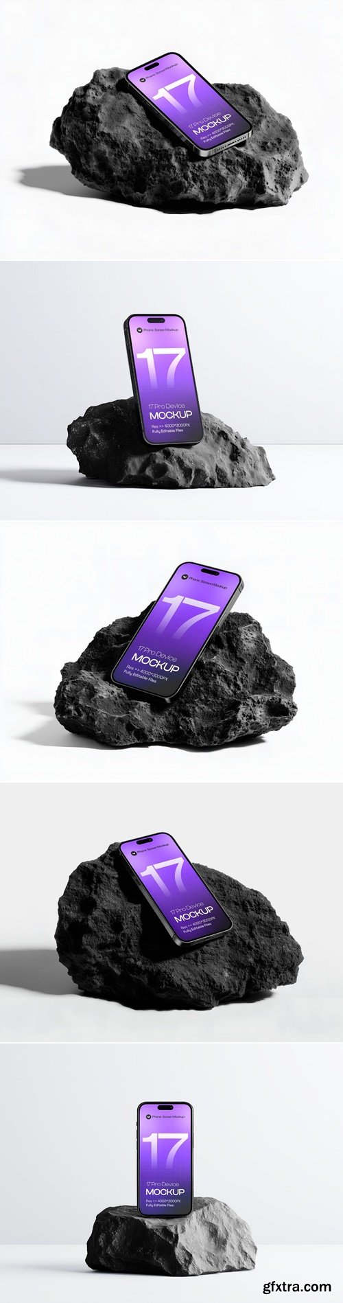 iPhone 17 Pro on Dark Rock Mockup Set - 06 Scene